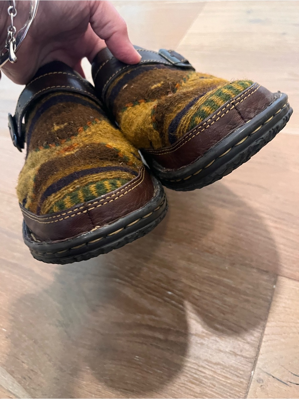 BORN Clogs Orange Brown Wool Southwestern Slip On Comfort Colorful Boho Western - Picture 9 of 11